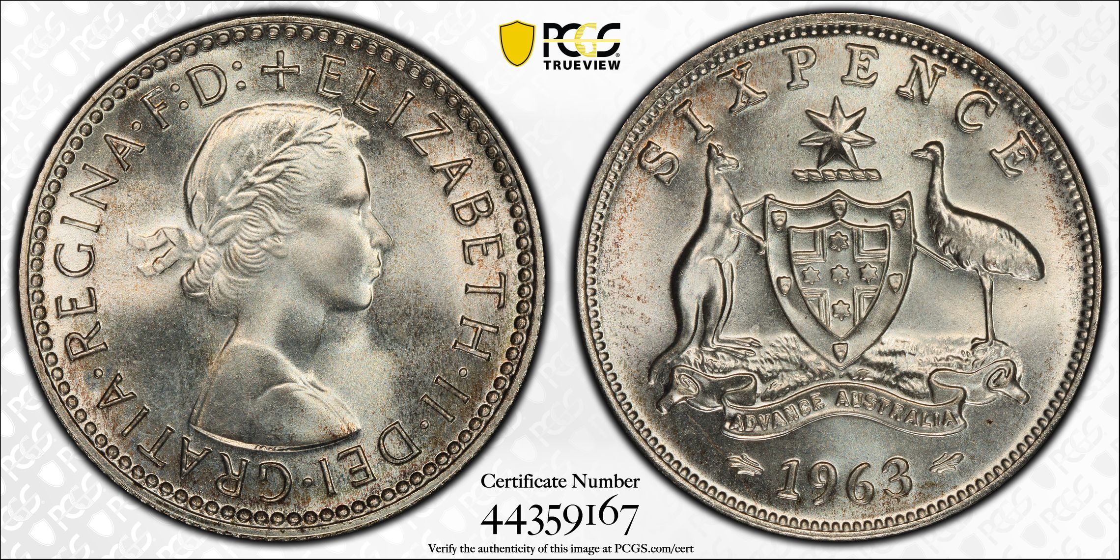 1963(m) Australia Sixpence 6D PCGS - PR67 -167