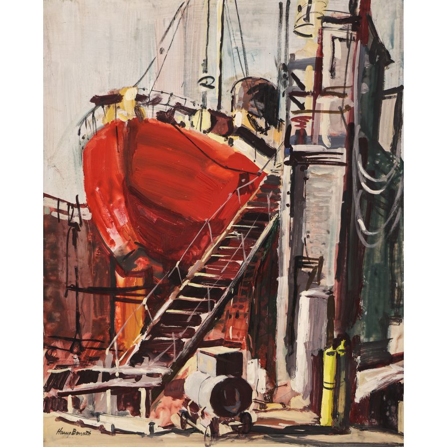 Harry Bonath ''Ship Building'' Oil