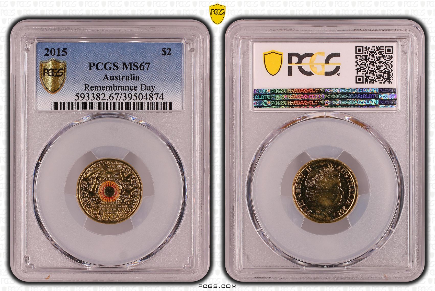 Remembrance Day Colorized - In Flanders Fields, Two Dollar, 2015, PCGS MS67