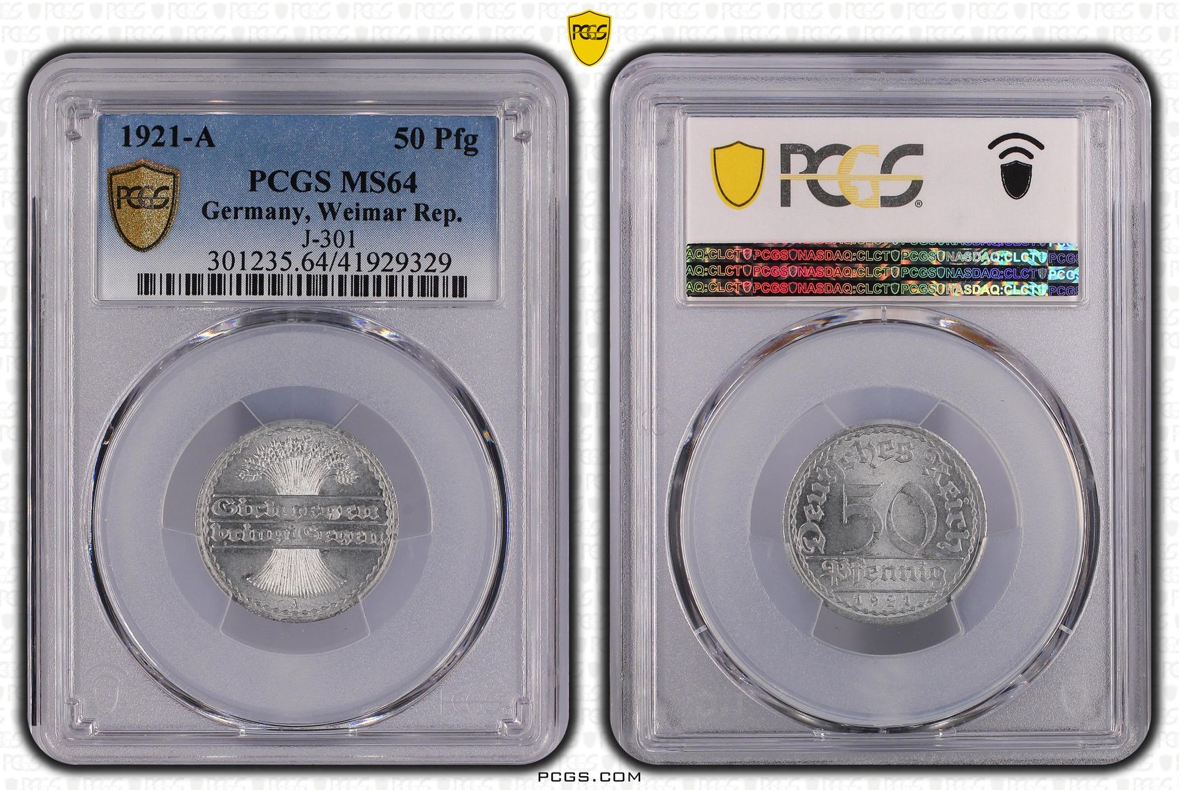 Germany, Weimar Rep., J-301, Fifty Pfennig, 1921-A, PCGS MS64