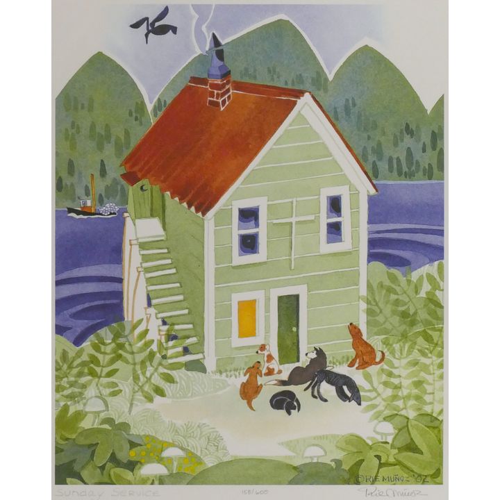 Rie Munoz ''Sunday Service'' 2002 Signed Print 14.5'' x 12.75'' Sheet.