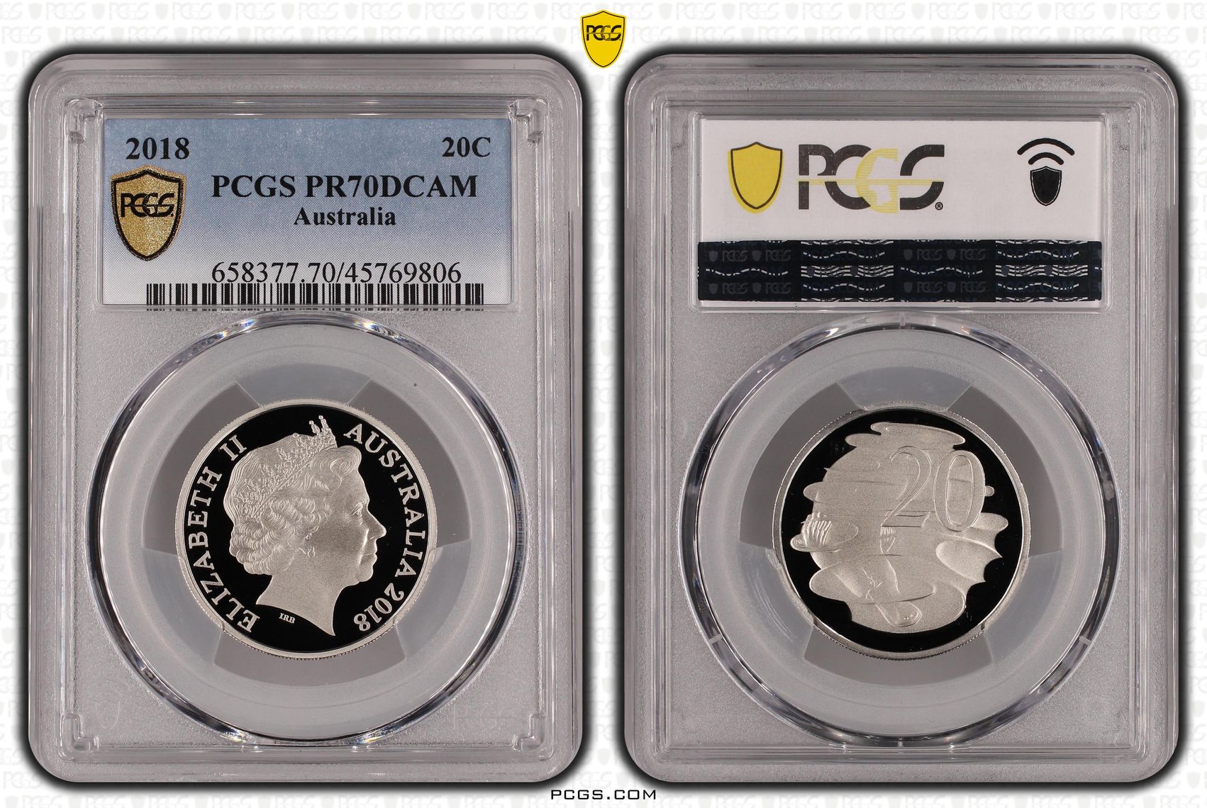 Elizabeth II, Twenty Cent, 2018, PCGS PR70DCAM