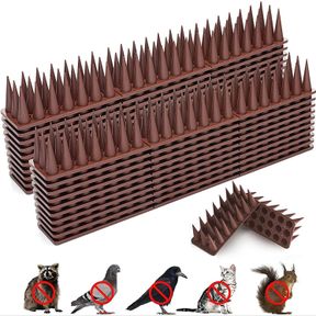 BORHOOD BIRD SPIKES, 40 PACK PIGEON DETERRENT FOR SMALL BIRDS RACCOON CATS DEFENDER FOR OUTSIDE TO KEEP SQUIRREL AWAY, PLASTIC FEN