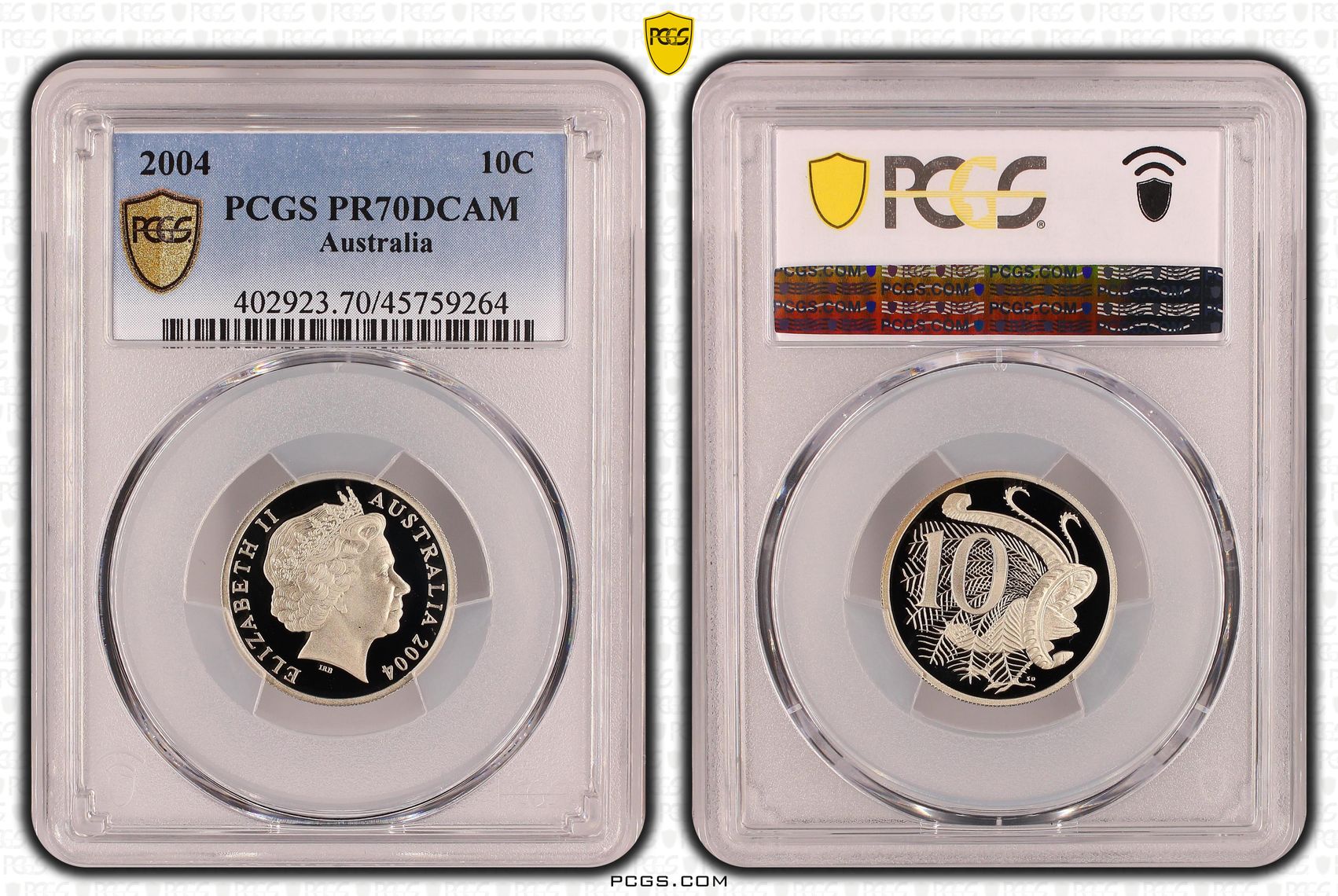 Elizabeth II, Ten Cent, 2004, PCGS PR70DCAM