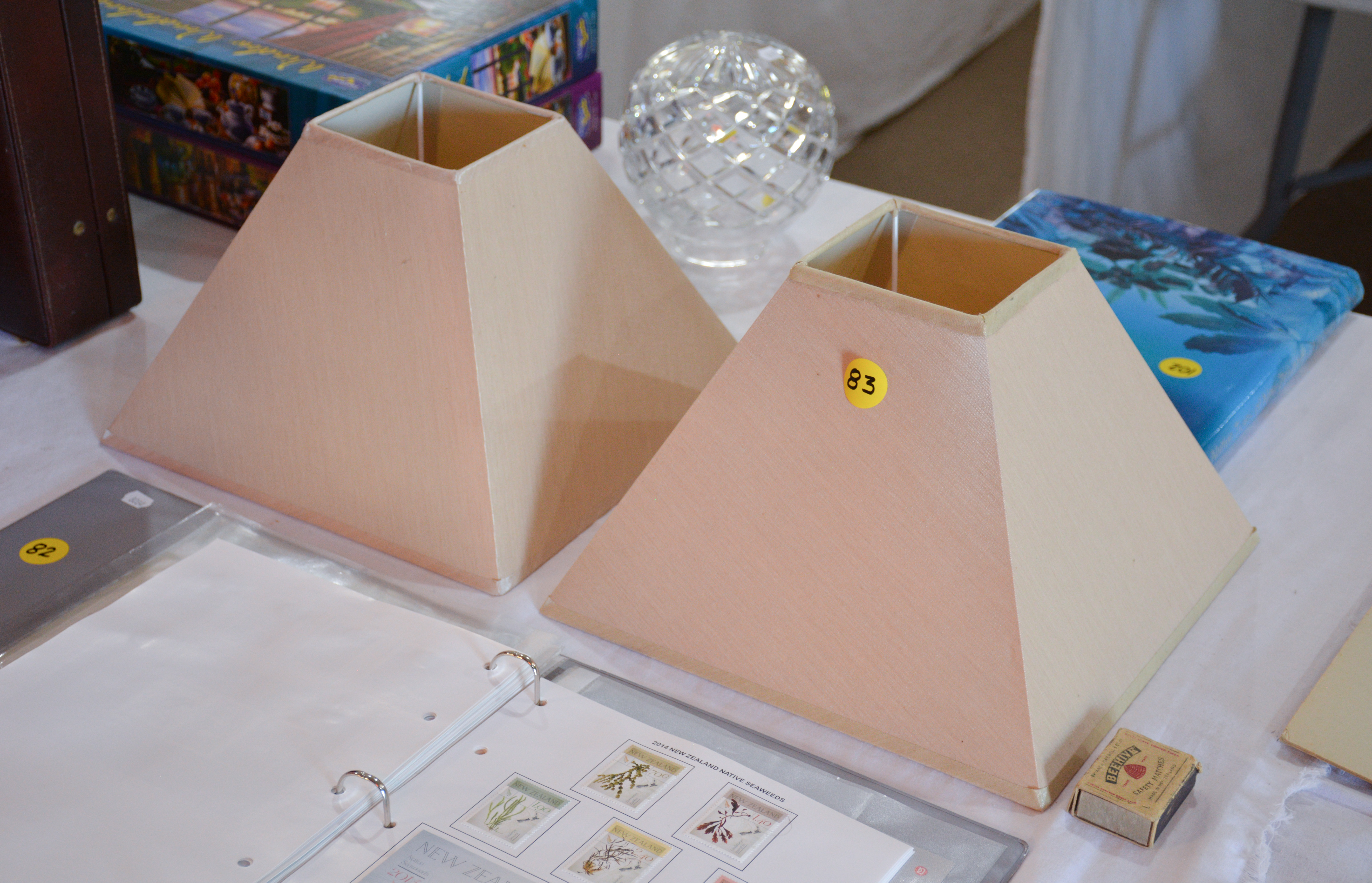 Pair of Modern Design Neutral Colour Lampshades — NZ auction result