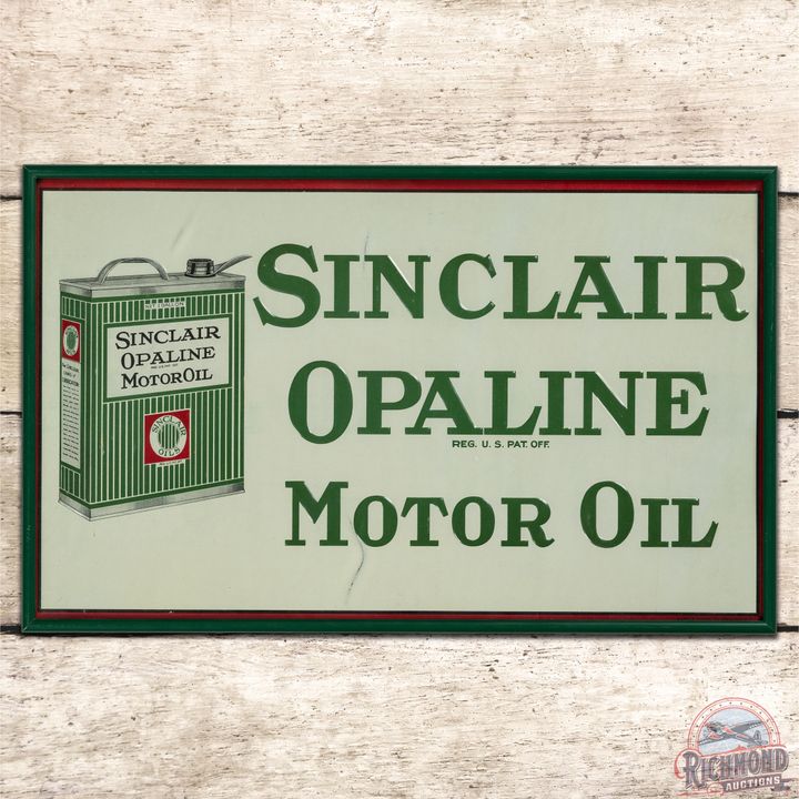 NOS Sinclair Opaline Motor Oil SST Sign w/ Gallon Can - 8.75