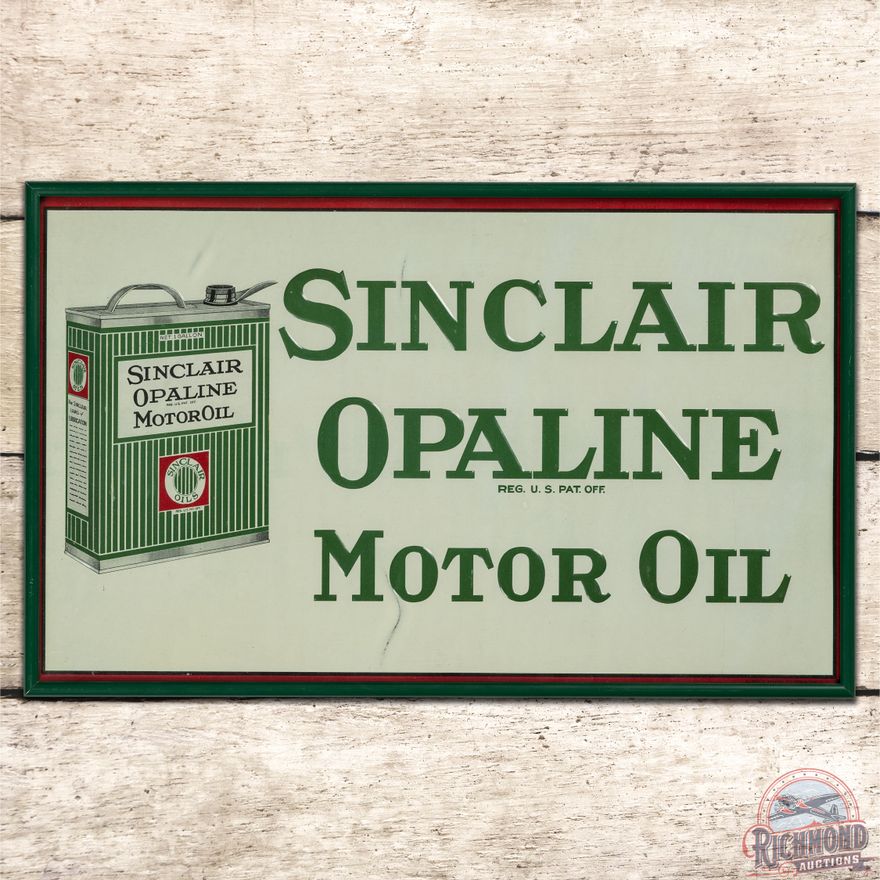 NOS Sinclair Opaline Motor Oil SST Sign w/ Gallon Can - 8.75