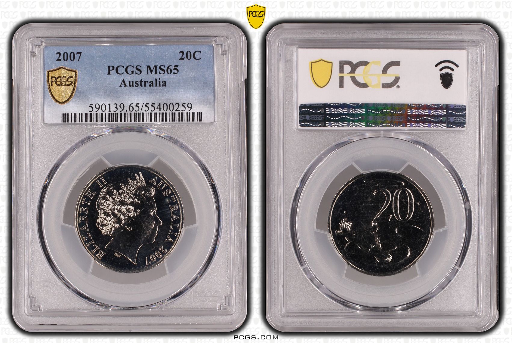 Twenty Cent, 2007, PCGS MS65