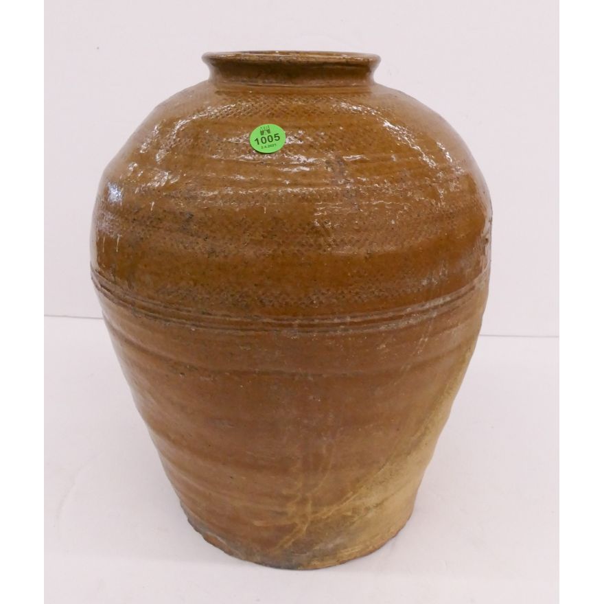 Meiji Japanese Light Brown Provincial Jar- 12.5''