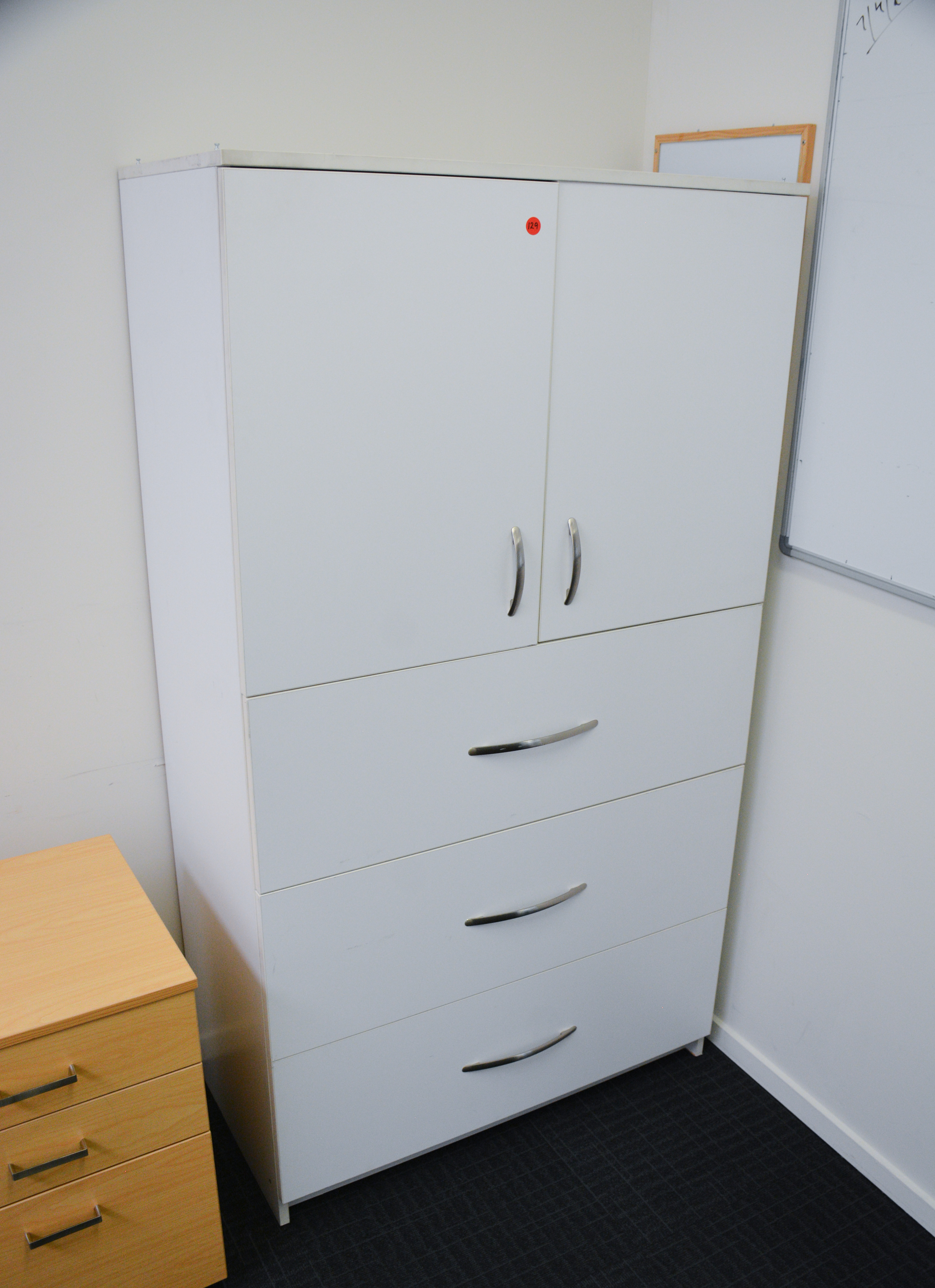 White Office Cabinet/Two Drawer Unit — sold at auction in New Zealand for $90