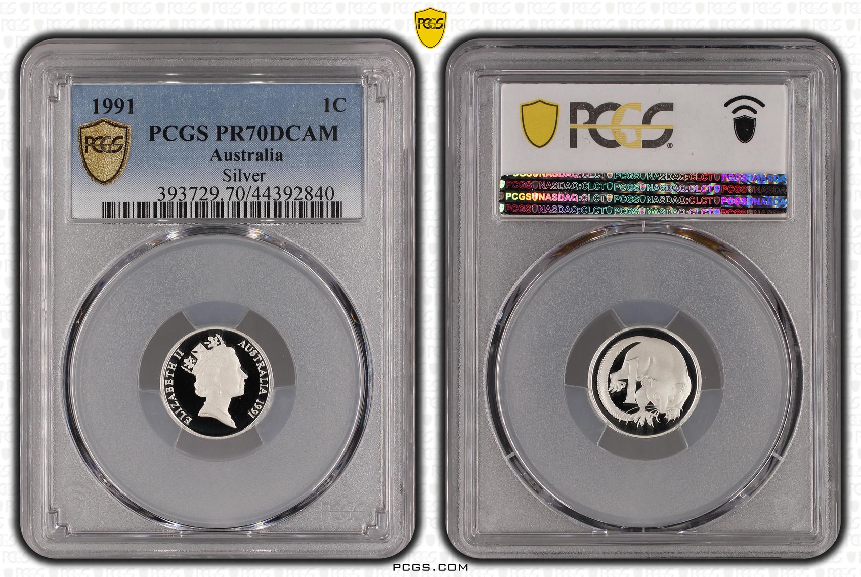 1991 Australia One Cent, 1c Proof Silver PCGS - PR70DCAM POP 51/0 -840