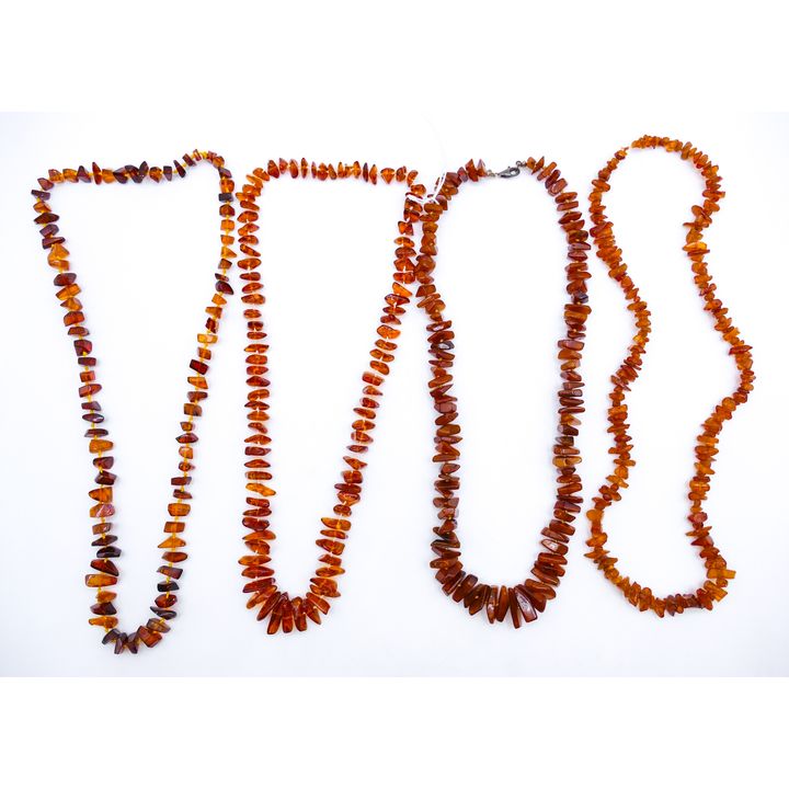 Tray 4pc Natural Amber Bead Necklaces - 148 Grams TW