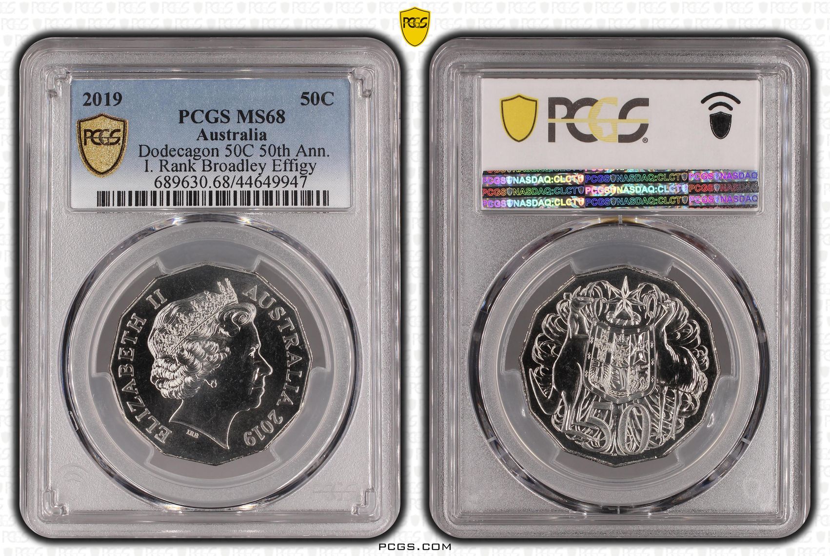 2019 Australia Fifty Cent, 50c Dodecagon 50C 50th Ann. I. Rank Broadley Effigy PCGS - MS68 -947