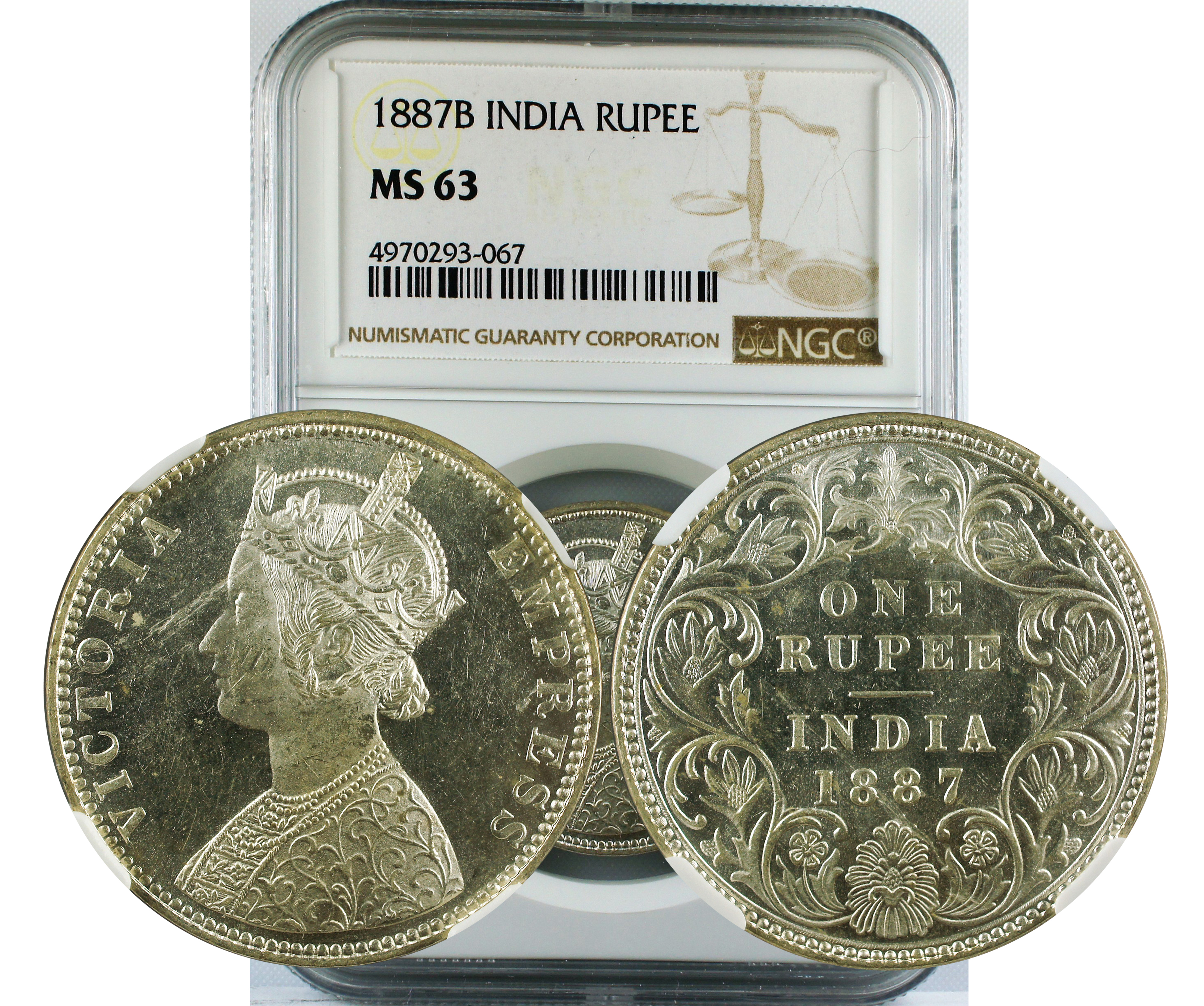 1887 B INDIA RUPEE MS63