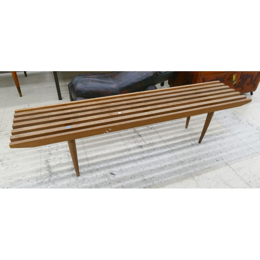 Mid Century Japanese Wood Slat Bench 15''x60''x14''