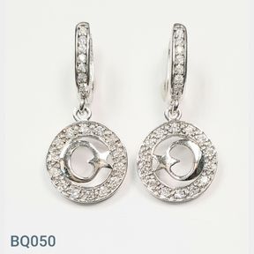 Sterling Silver Moon And Star Earrings With Czs - 51533/321
