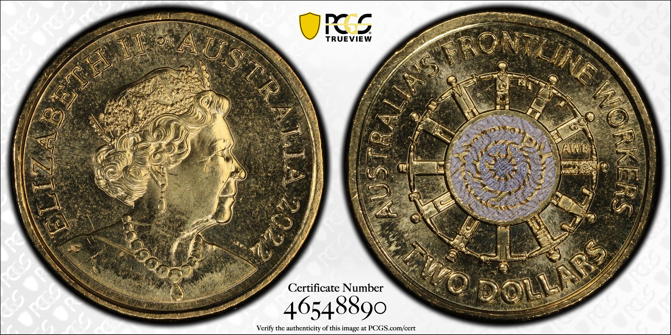 Elizabeth II, Frontline Workers Colorized , Two Dollar, 2022, PCGS MS66