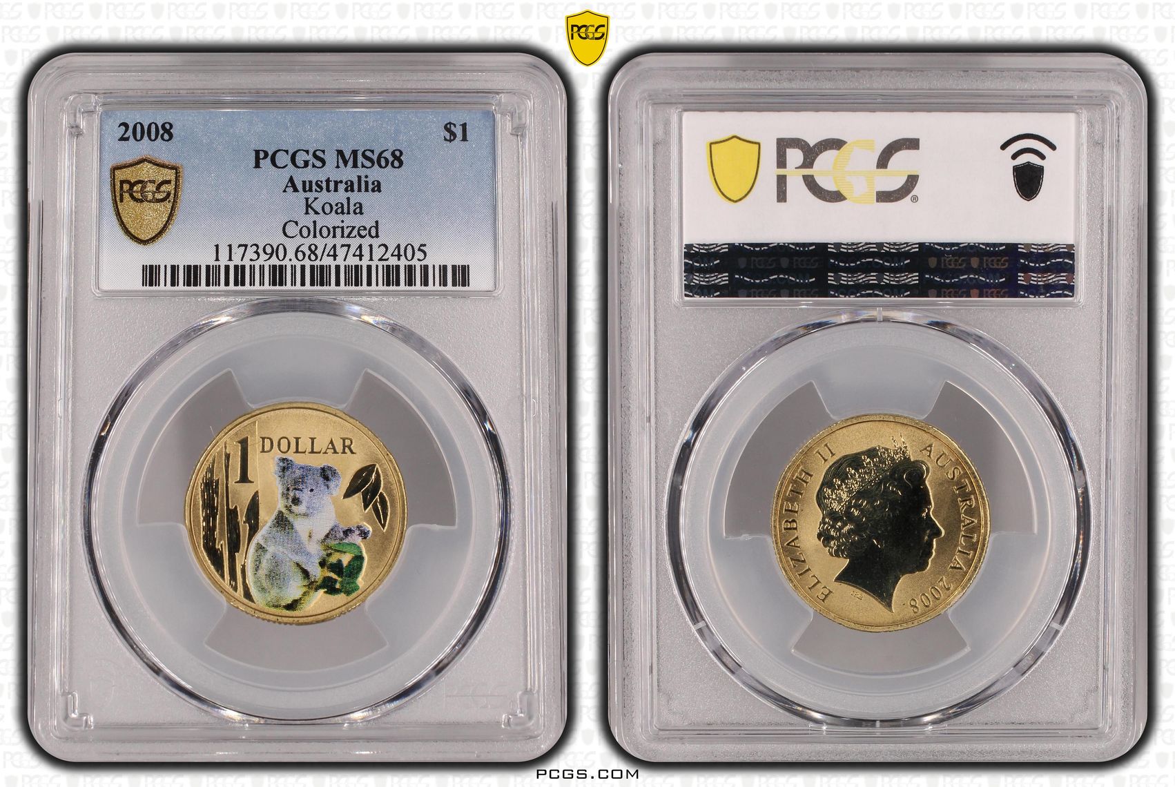 Elizabeth II, Koala, One Dollar, 2008, PCGS MS68