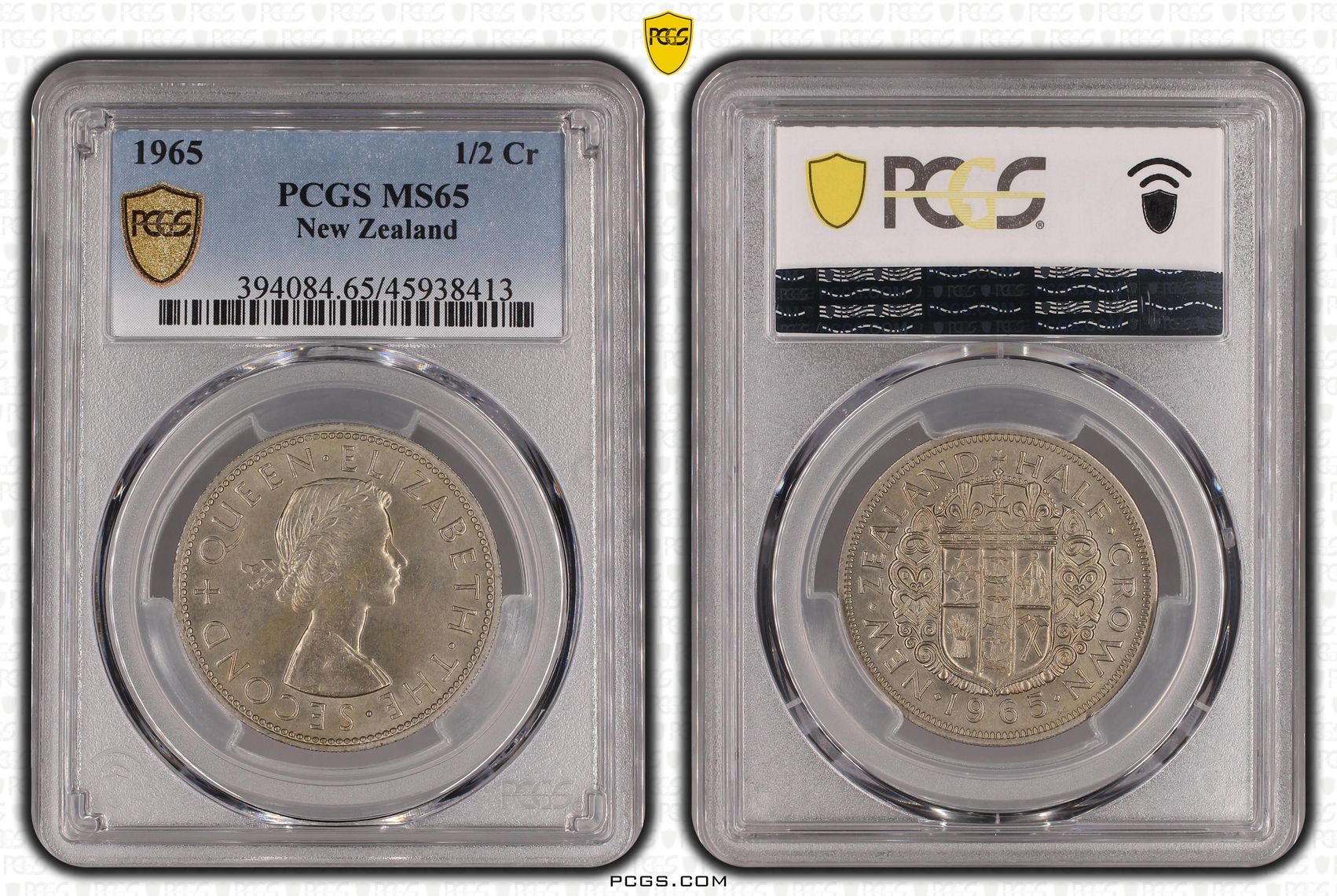 1965 New Zealand 1/2 Crown PCGS - MS65 -413