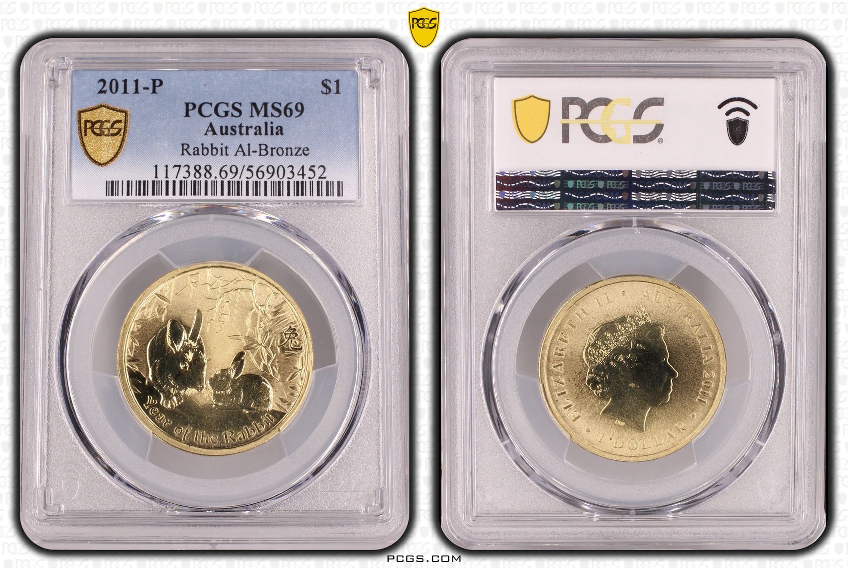 Rabbit Al-Bronze, One Dollar, 2011-P, PCGS MS69