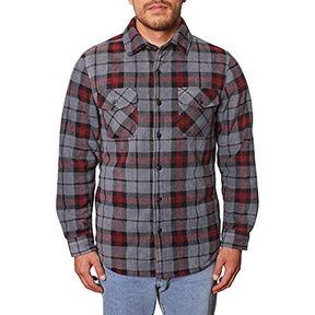 FREEDOM FOUNDRY MEN'S SUPER PLUSH SHIRT JACKET, RED/GRAY, SZ XLG