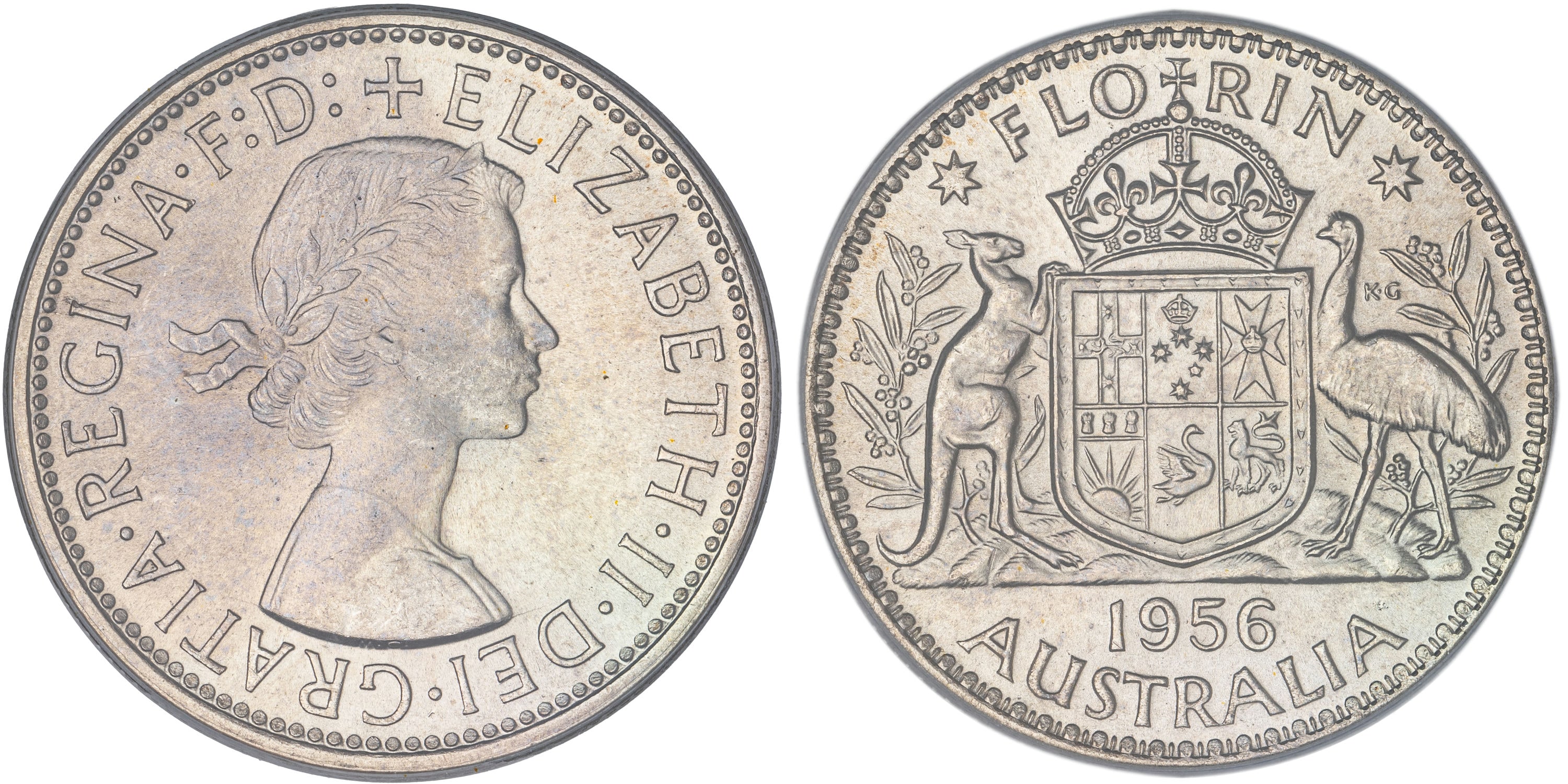 Elizabeth II, Florin, 1956, PCGS MS65