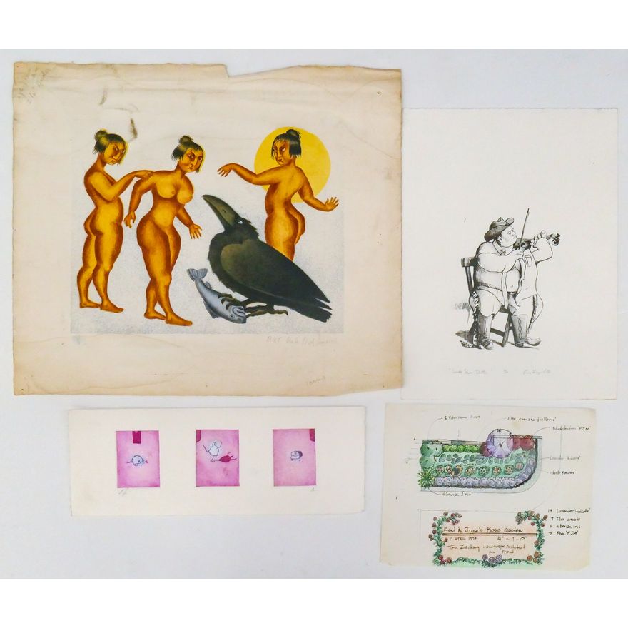 4pc Various Figural Etchings & Lithographs Etc.