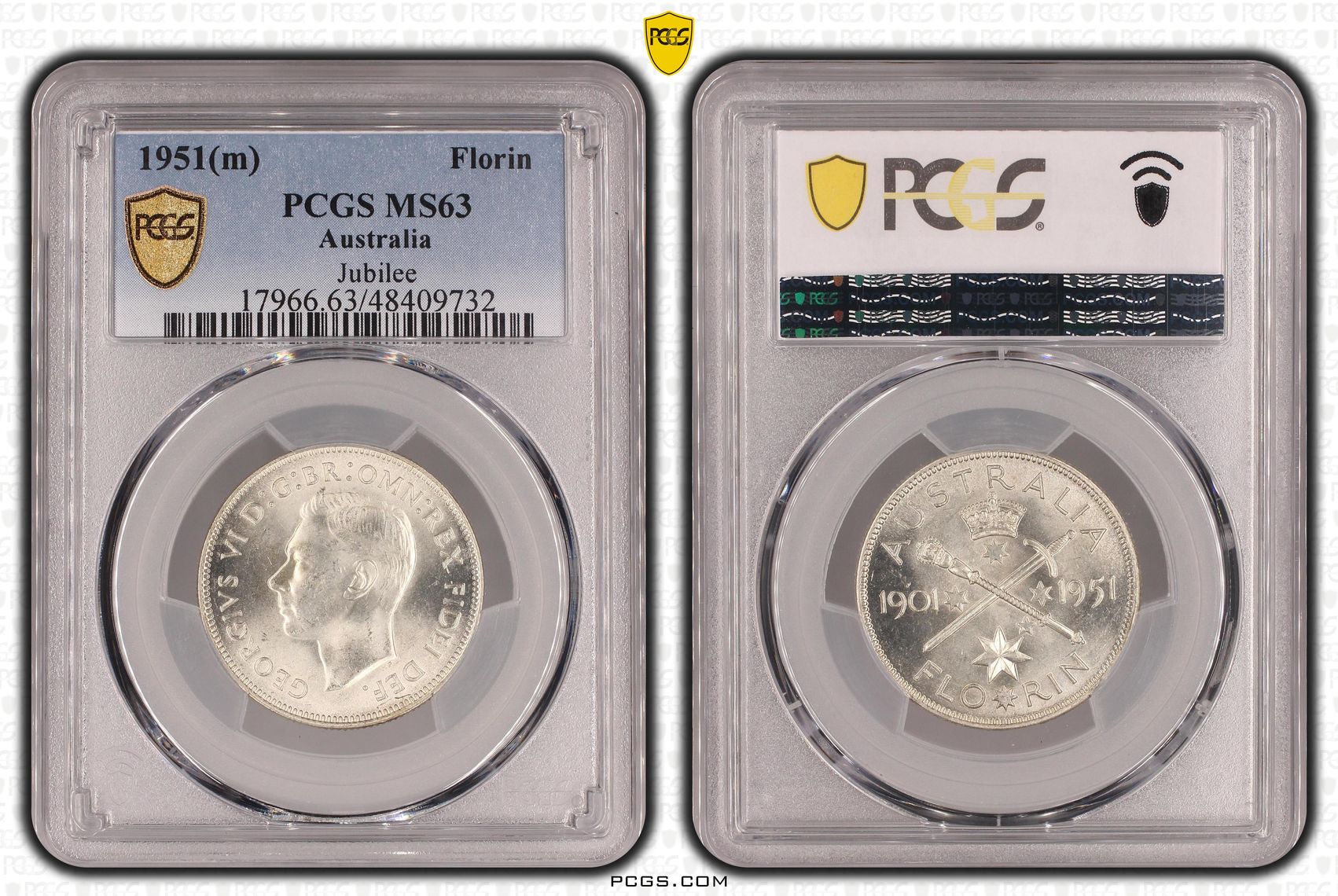 Jubilee, Florin, 1951, PCGS MS63