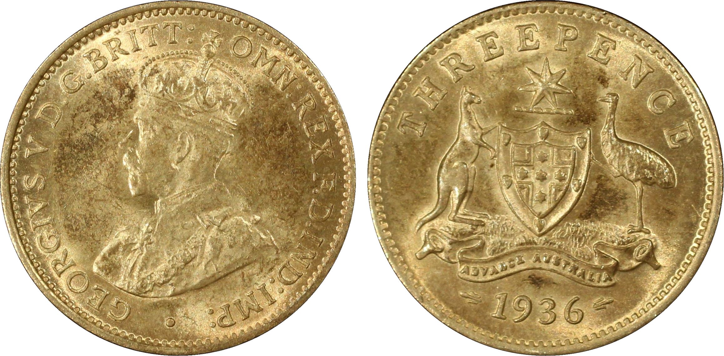 George V, Threepence, 1936(m), PCGS MS63