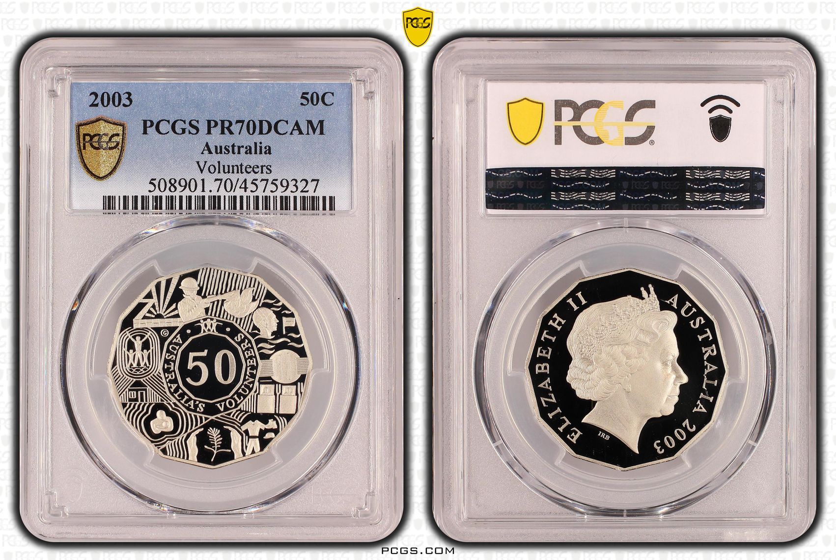 Elizabeth II, Volunteers, Fifty Cent, 2003, PCGS PR 70DCAM