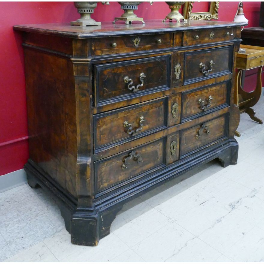 Dutch 18th Century Baroque Inlaid Walnut Chest of Drawers- 40x55x28''