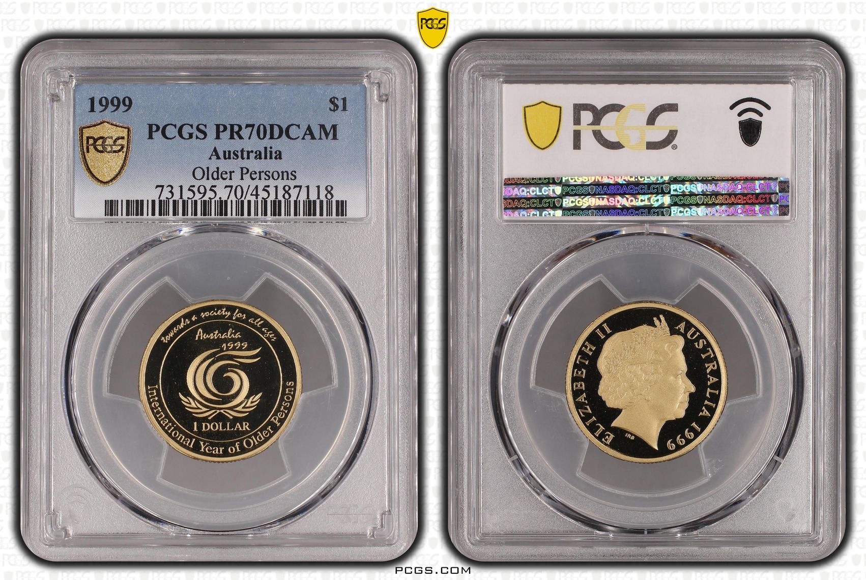 1999 Australia One Dollar, $1 Older Persons PCGS - PR70DCAM POP 5/0 -118