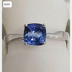 1.20CT CUSHION CUT TANZANITE SET IN WHITE GOLD RING