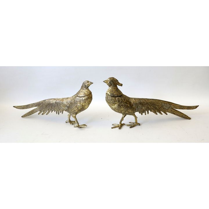PAIR OF CAST METAL PHEASANT