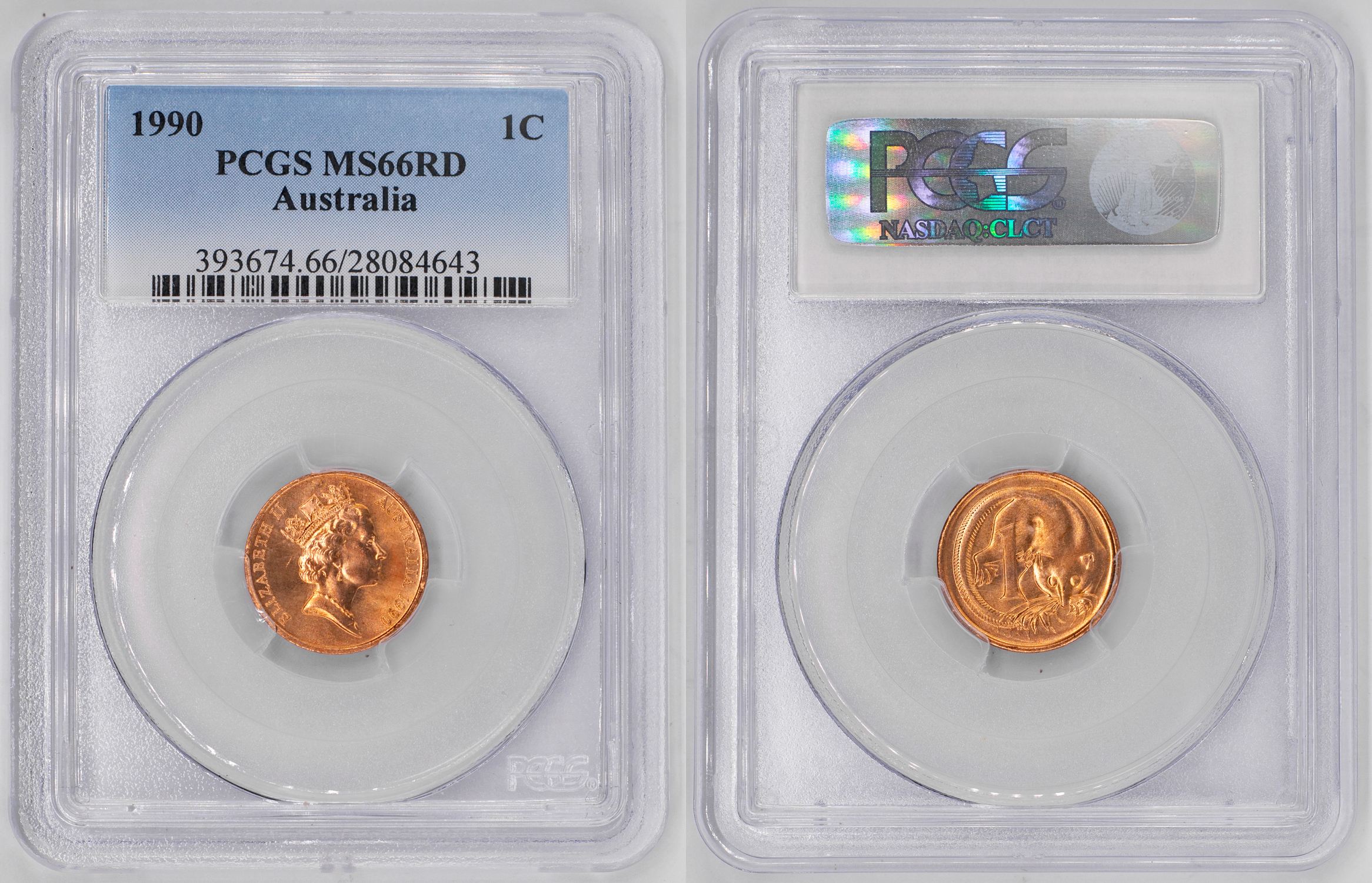 Elizabeth II, One Cent, 1990, PCGS MS66RD