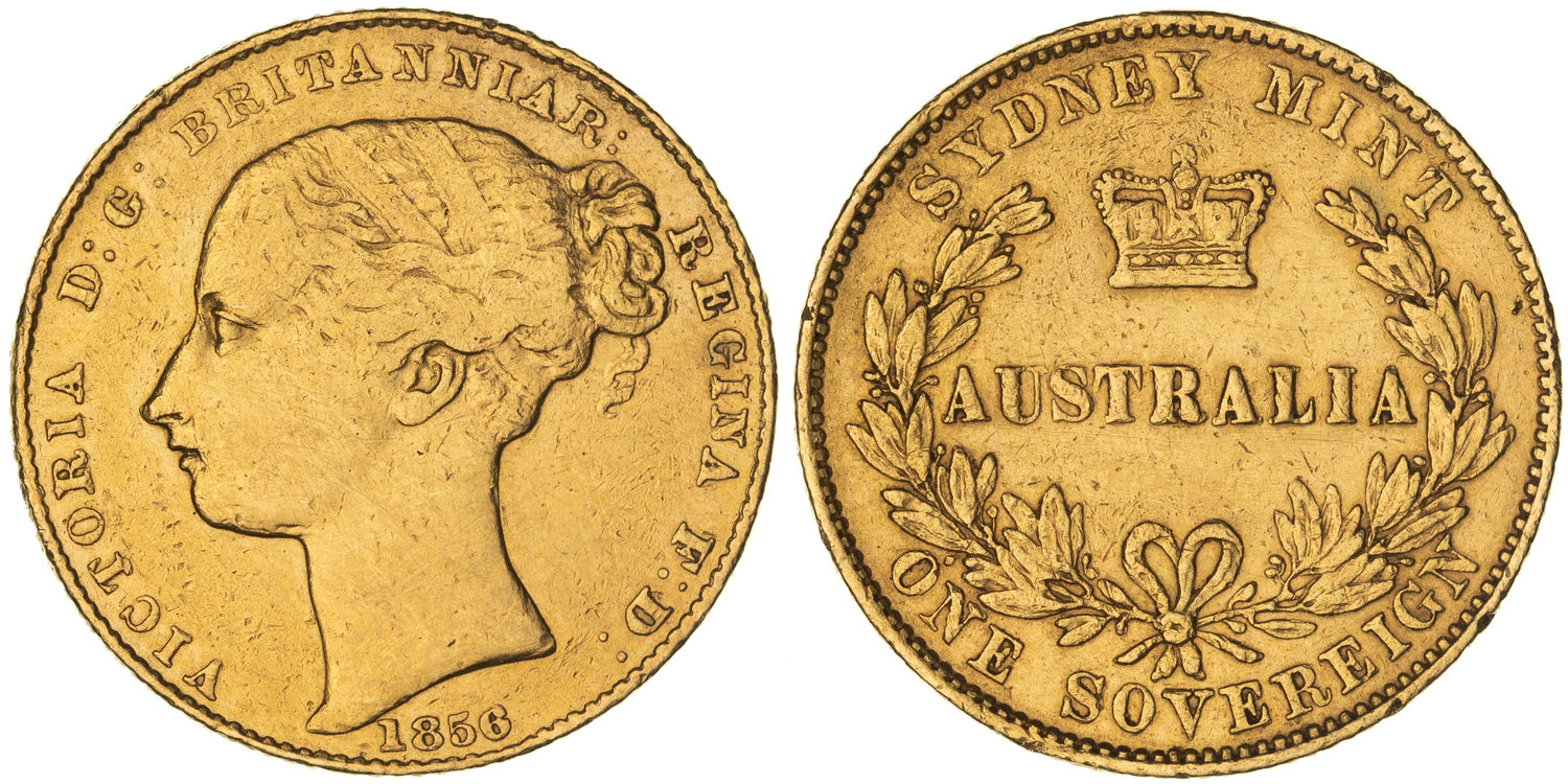 Victoria, Sydney Mint Reverse - Type I, Sovereign, 1856, gF