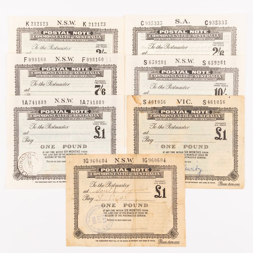 Postal Note, Two Shillings & Sixpence - One Pound, 1950 - 1962,  aFine - VF