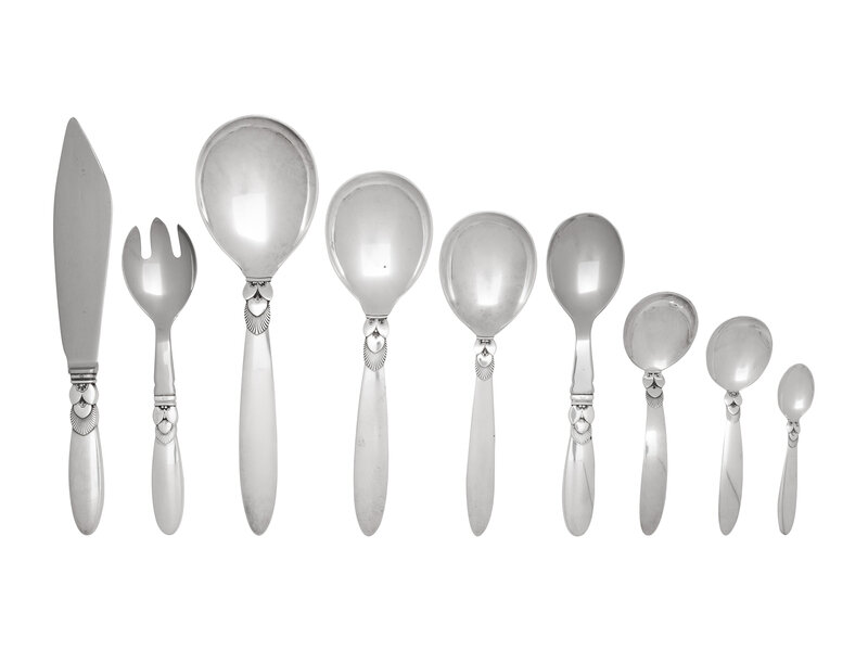 A Collection of Georg Jensen Cactus Silver Serving Articles