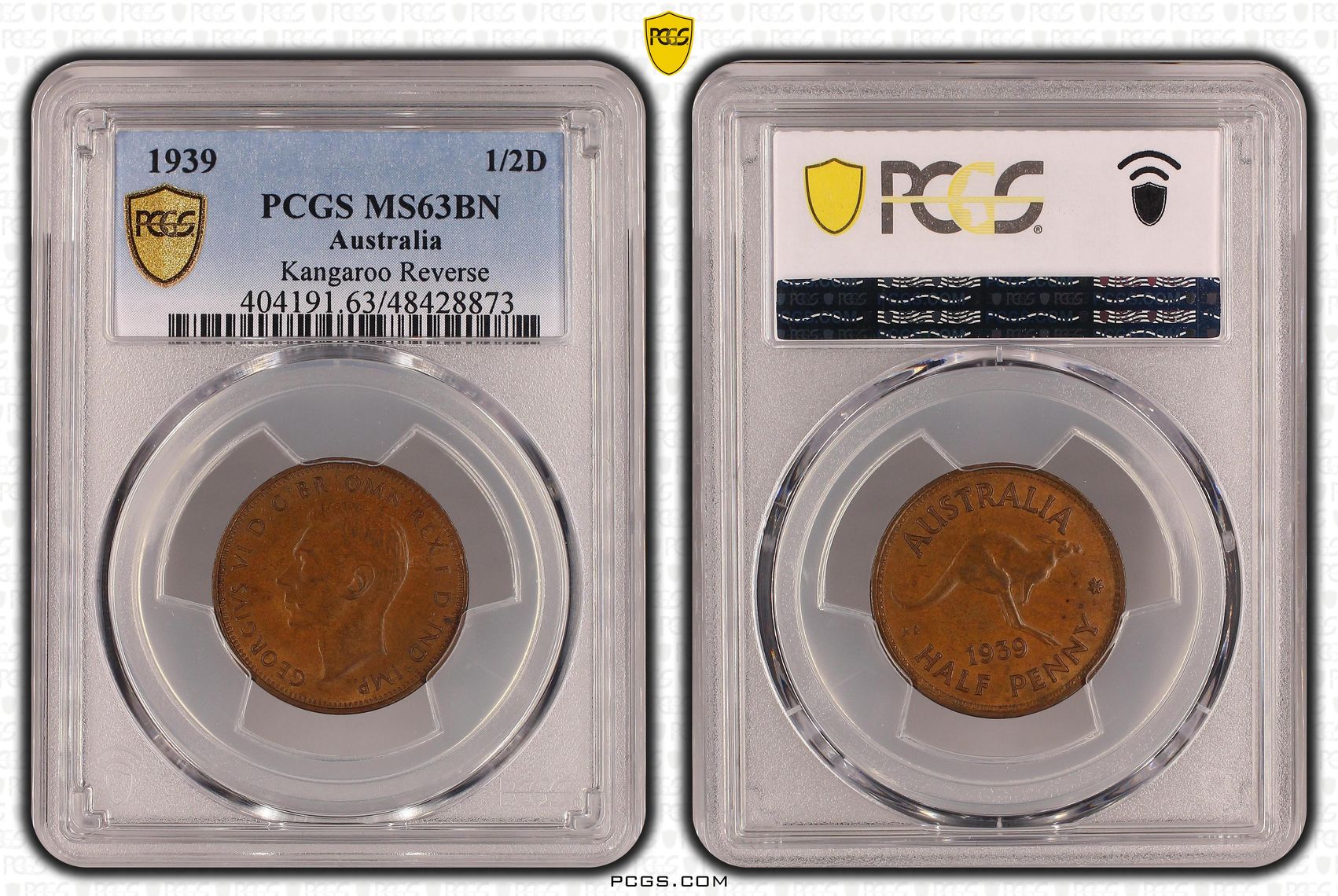 Kangaroo Reverse, Halfpenny, 1939, PCGS MS 63BN