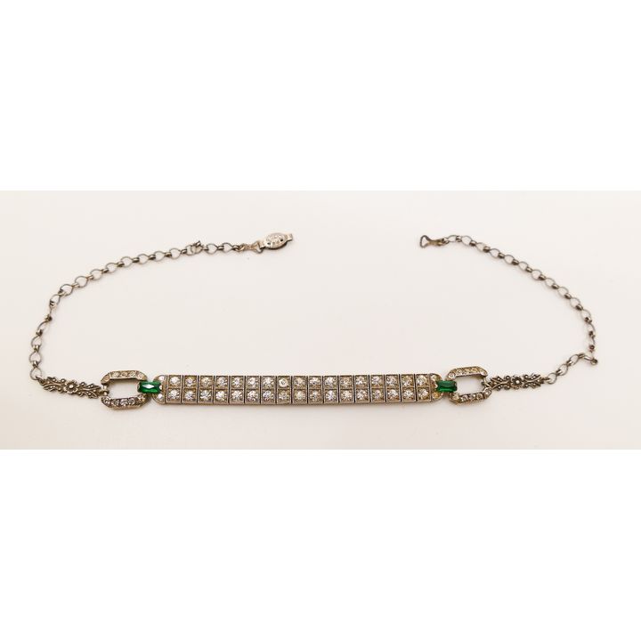 Art Deco Sterling Bracelet- 12''