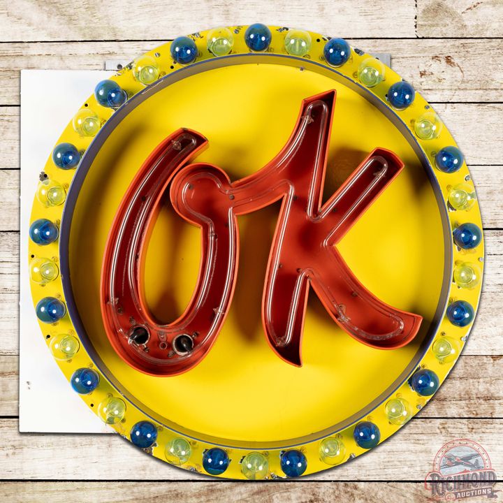 Chevrolet OK 3D SS Porcelain Neon Sign w/ Flashing Bulbs