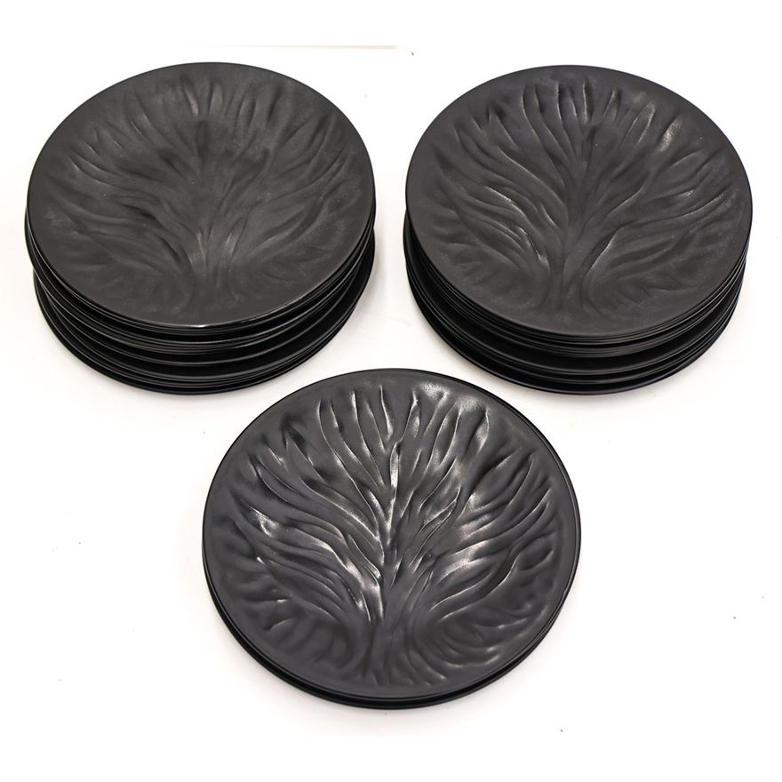 20pc Lalique Algues Noir Crystal Bread Plates