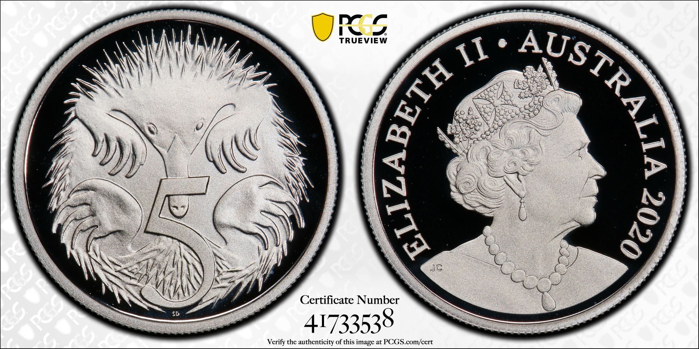 103 · 2020 Australia Five Cent, 5c Silver Proof 6th Portrait Silver PCGS - PR70DCAM POP 3/0 -538