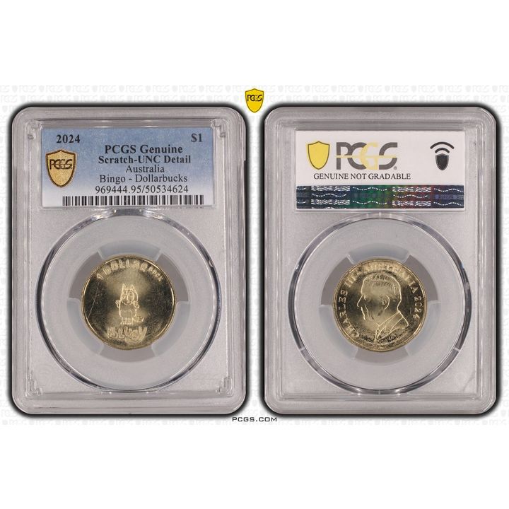 Bingo - Dollarbucks, One Dollar, 2024, PCGS Genuine  - UNC Details (95 - Scratch)
