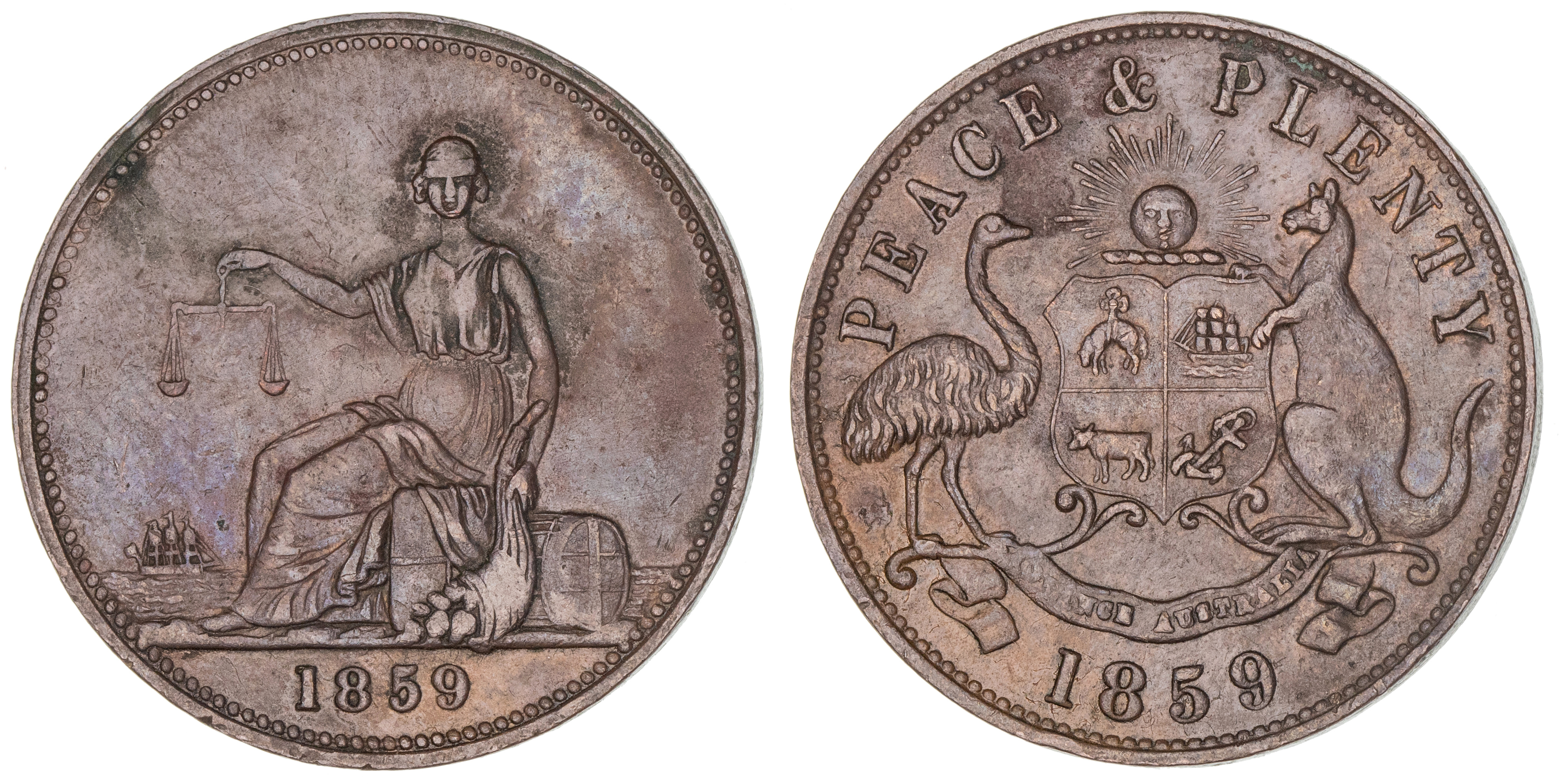 473 · Peace & Plenty, Penny, 1859, EF