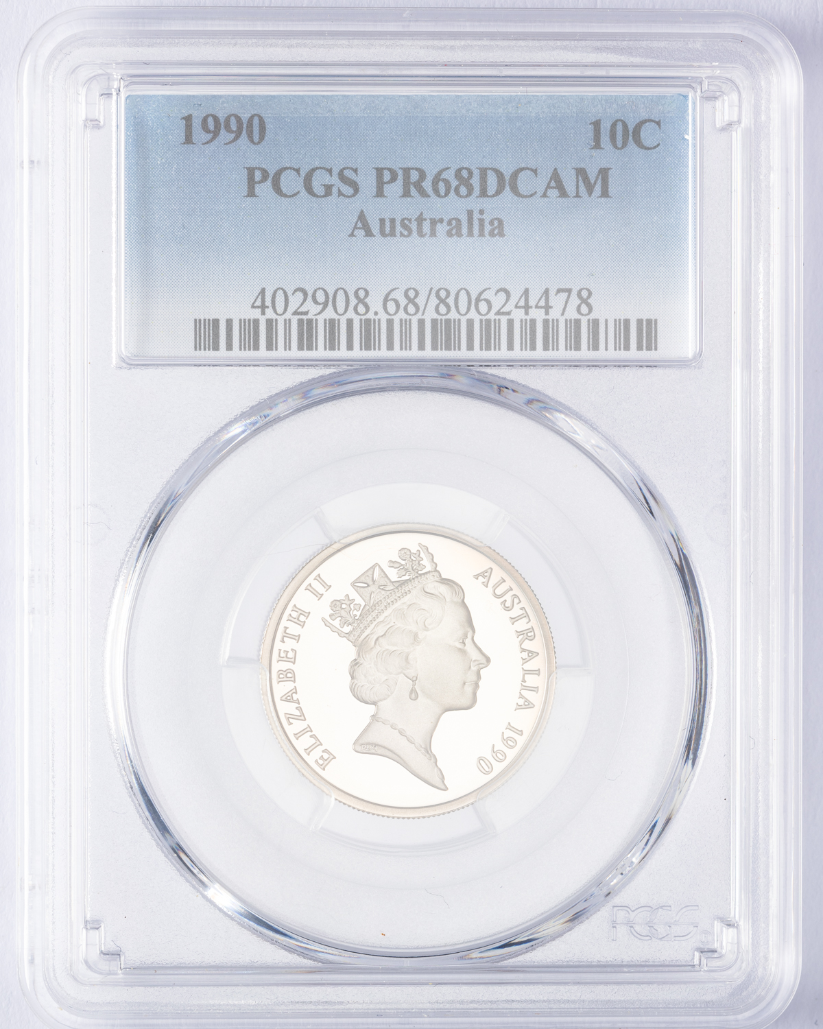 Elizabeth II, Ten Cent, 1990, PCGS PR68DCAM