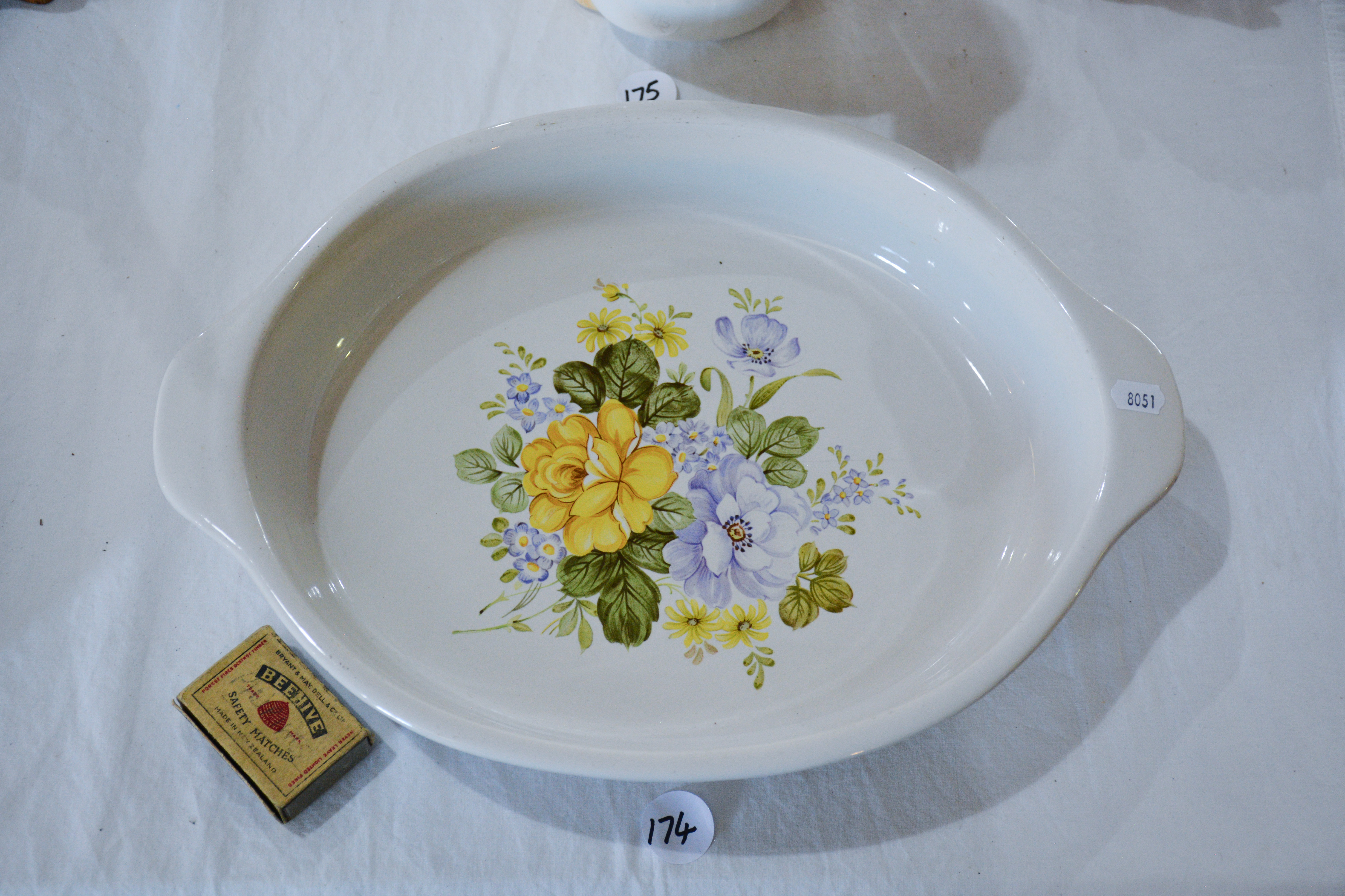 NZ made Floral Casserole Dish — NZ auction result