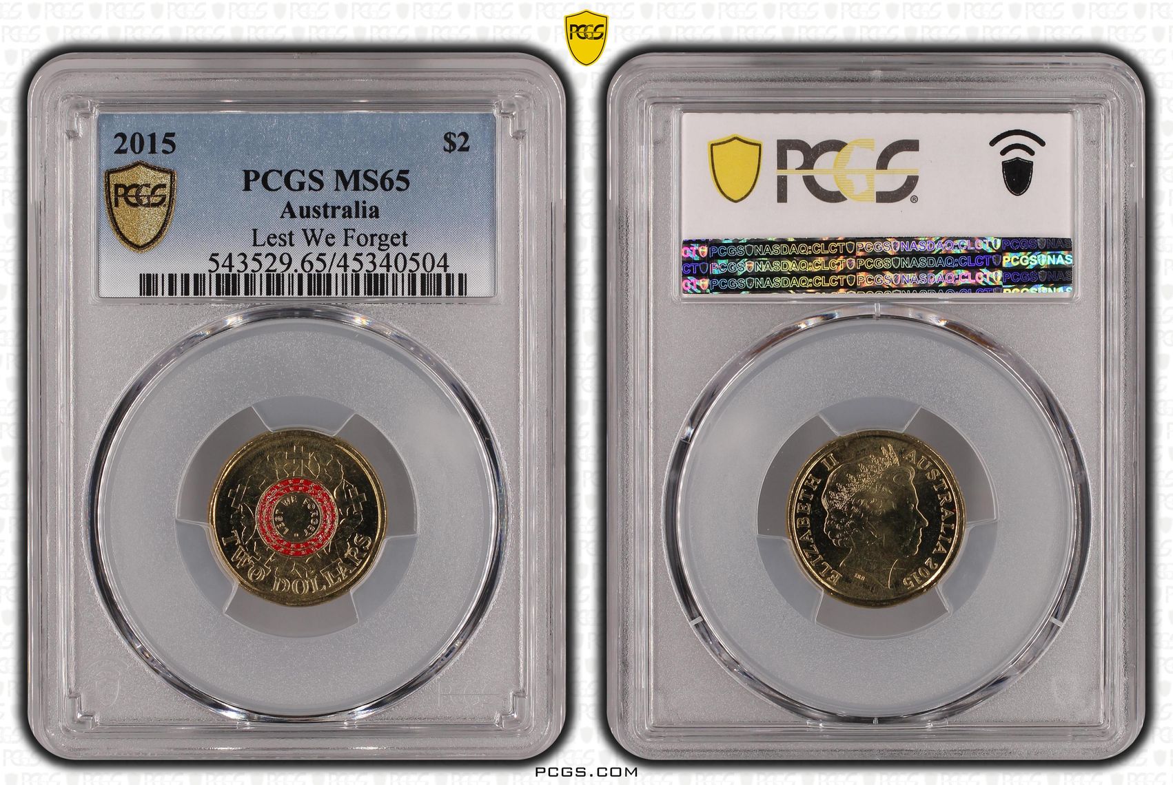 Lest We Forget, Two Dollar, 2015, PCGS MS65