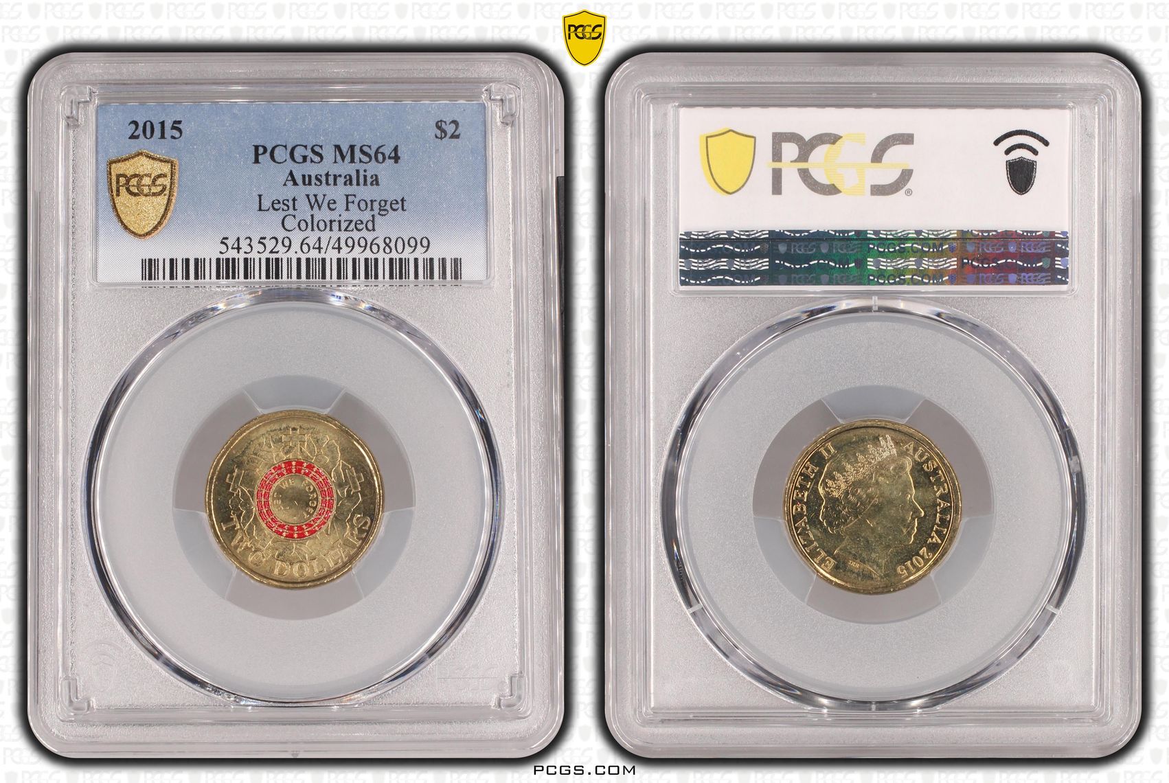 Lest We Forget Colorized, Two Dollar, 2015, PCGS MS64
