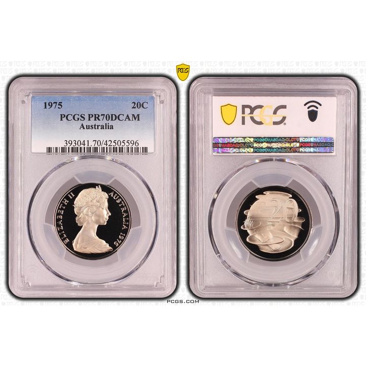 Elizabeth II, Twenty Cent, PR70DCAM , 1975 PCGS POP - 8/0